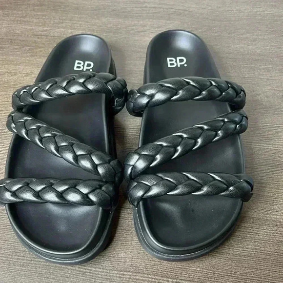 BP Keaton Braided Strap Faux Leather Flat Slide Sandals Womens Size 4 - Picture 8 of 8
